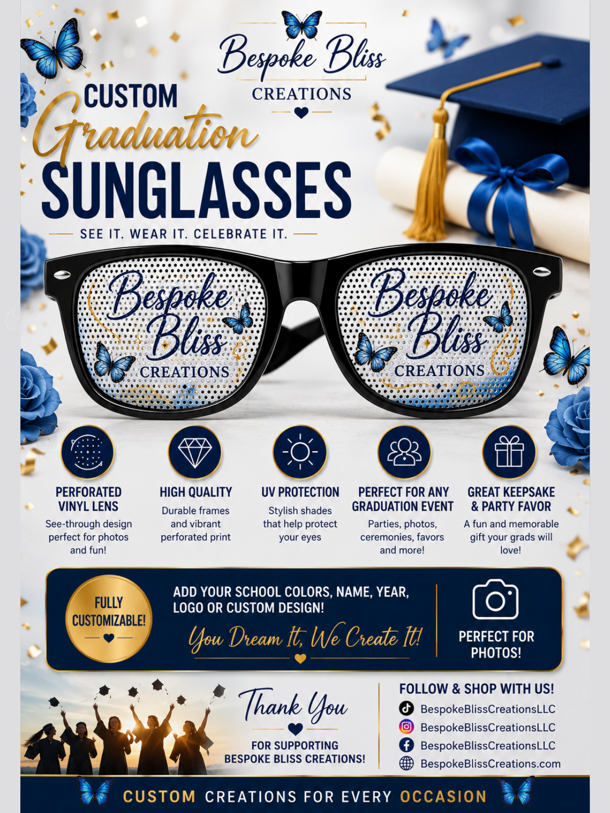 Custom Personalized Perforated Vinyl Sunglasses