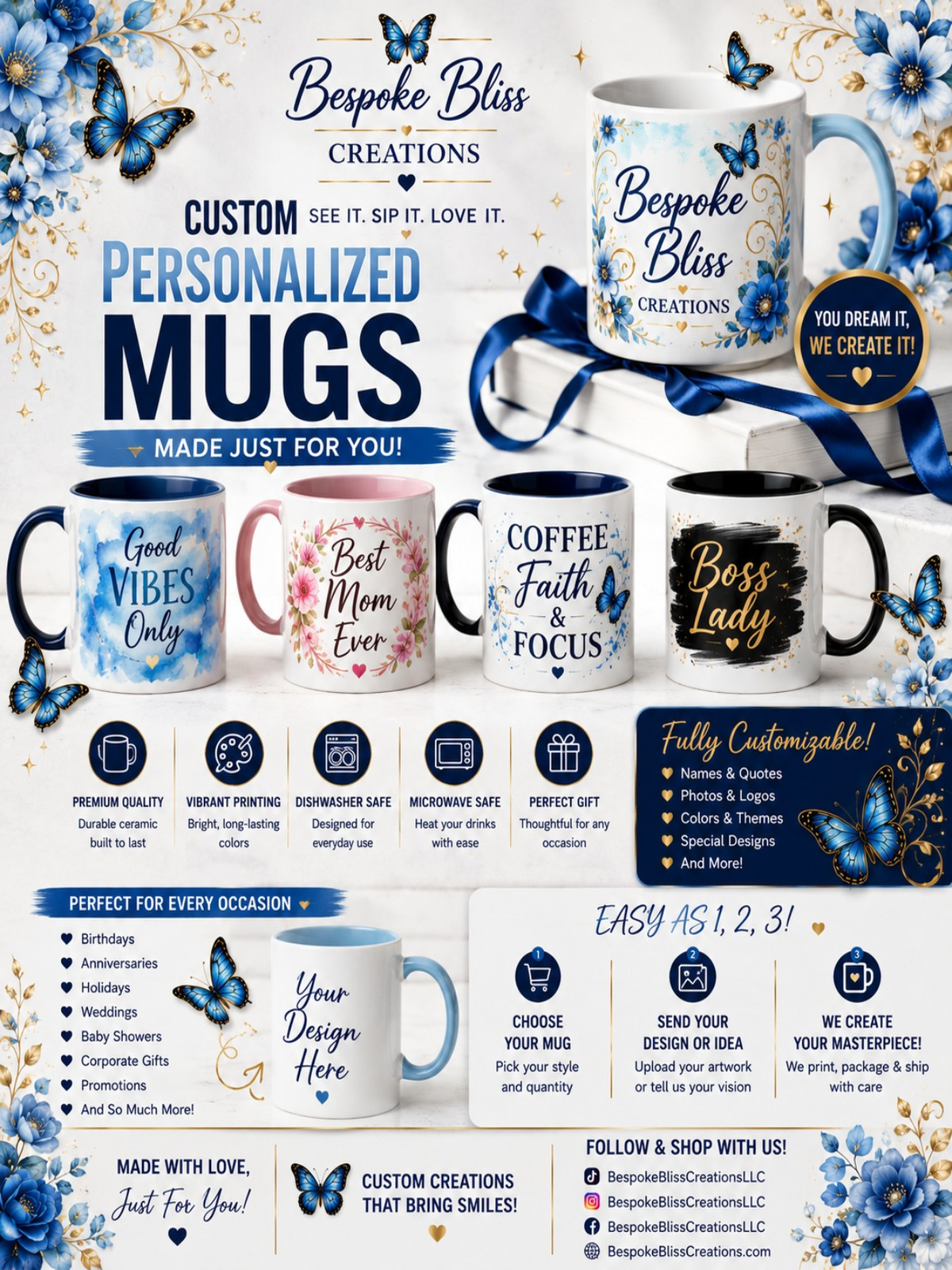 ☕ Custom Personalized Mugs  11oz