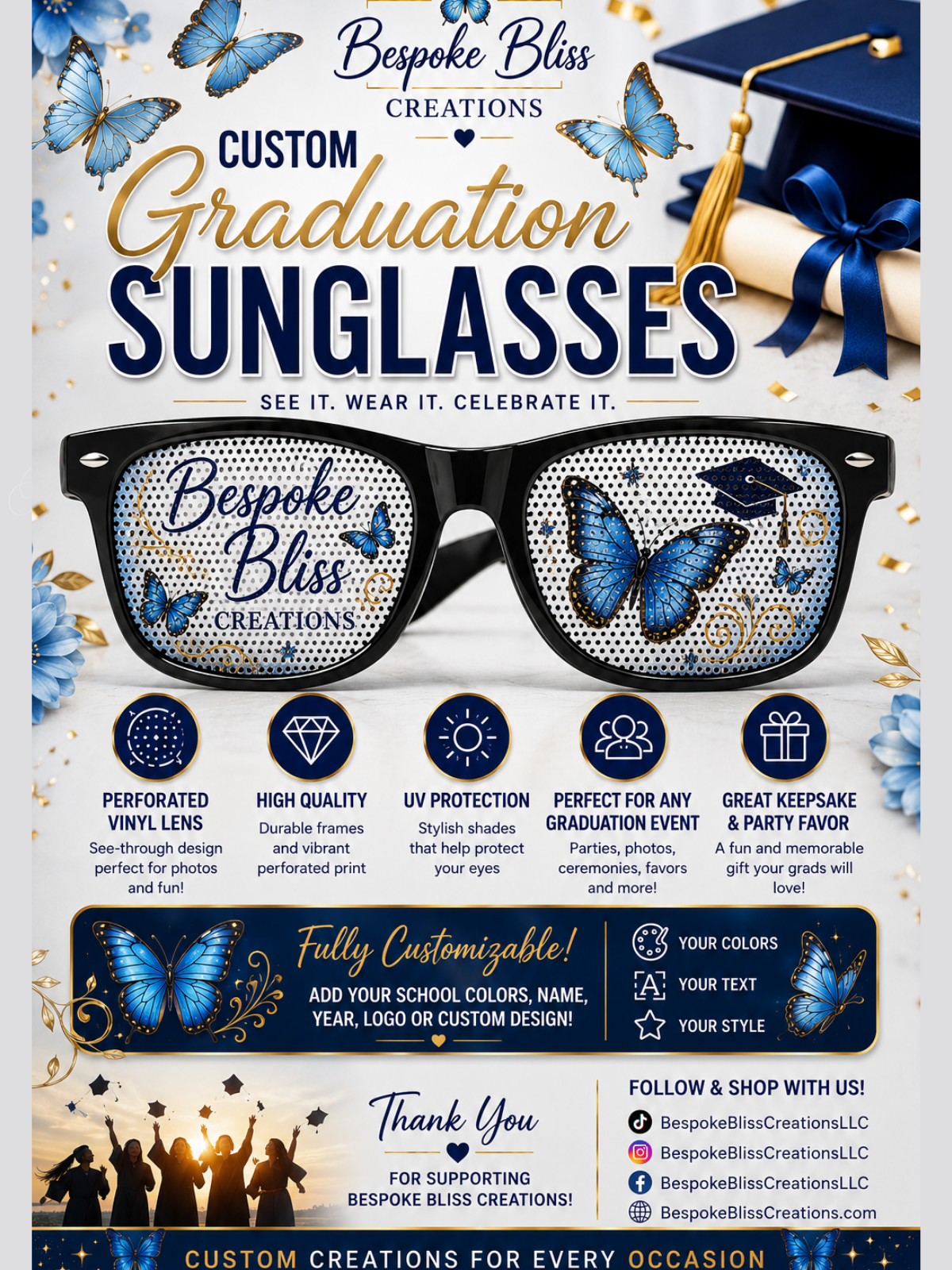 Custom Personalized Perforated Vinyl Sunglasses