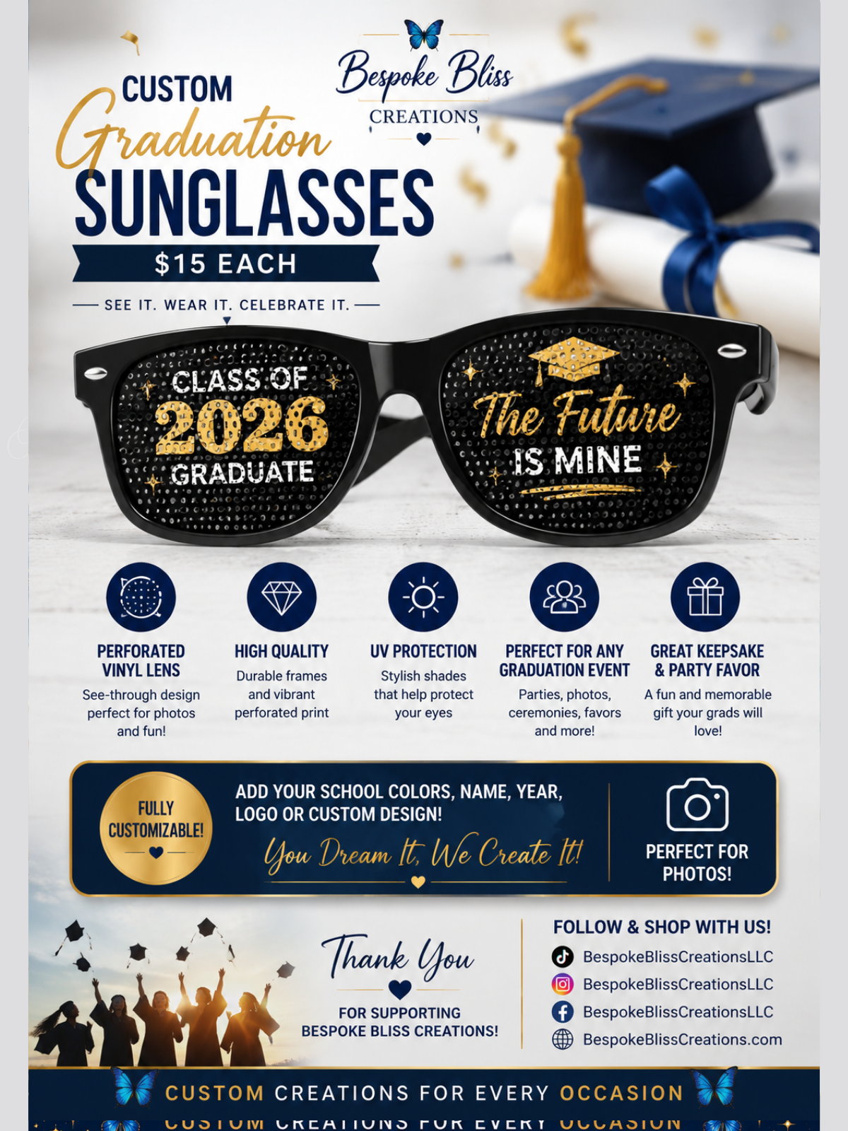 Custom Personalized Perforated Vinyl Sunglasses