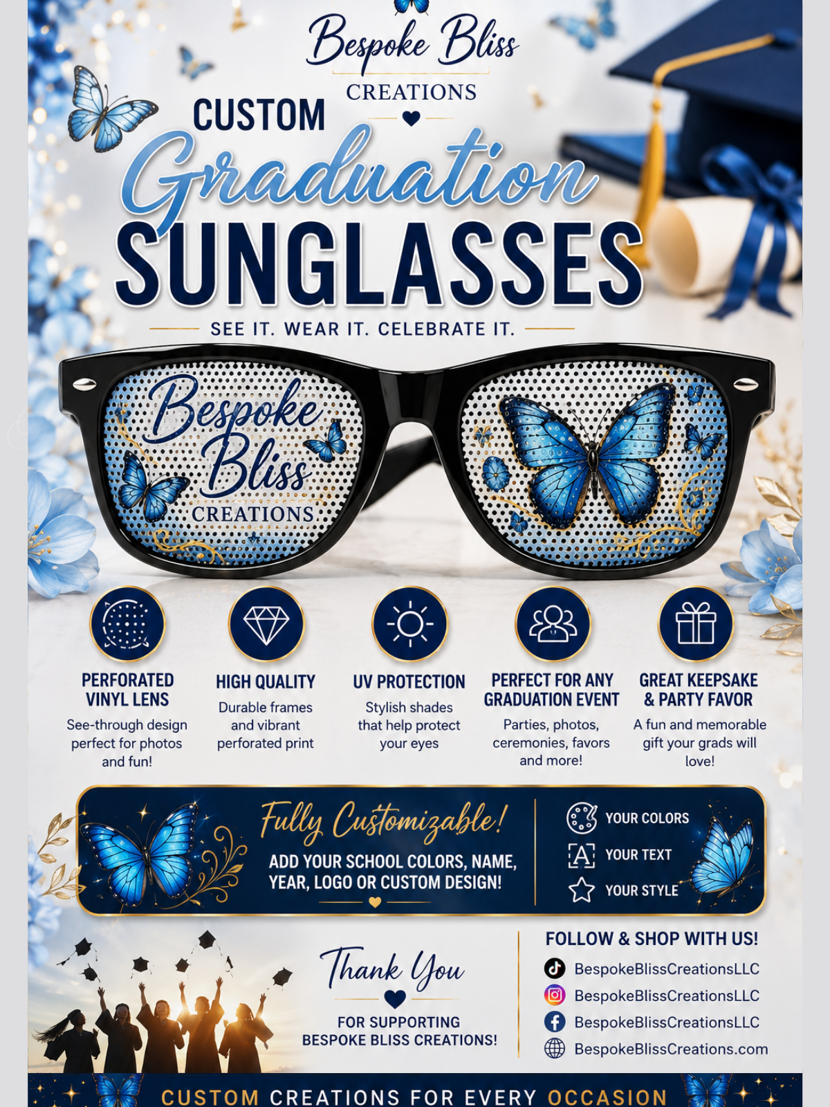 Custom Personalized Perforated Vinyl Sunglasses
