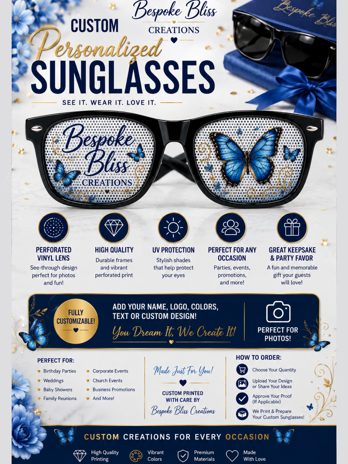 Custom Personalized Perforated Vinyl Sunglasses