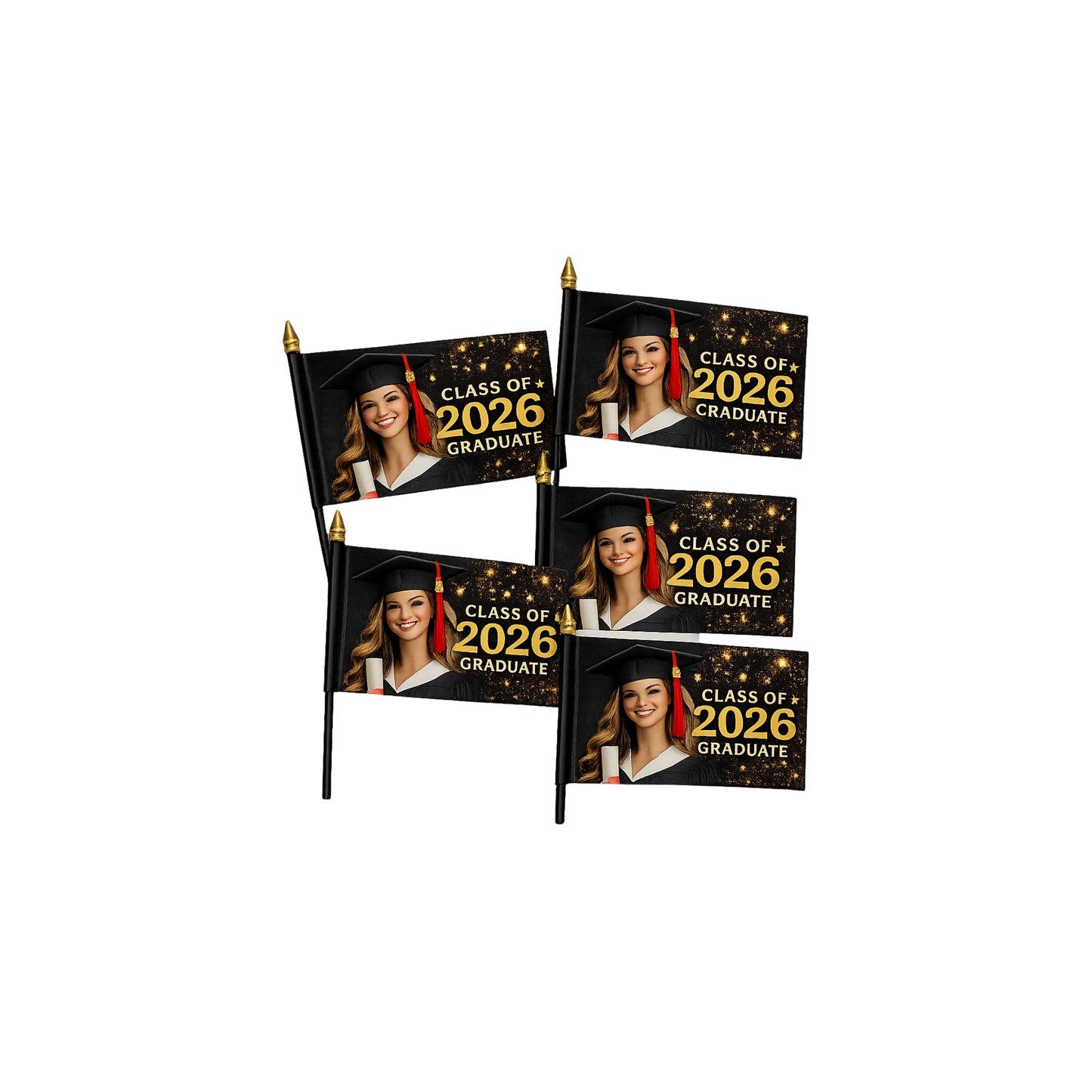 Custom Graduation Mini Flags $25 Set of Five