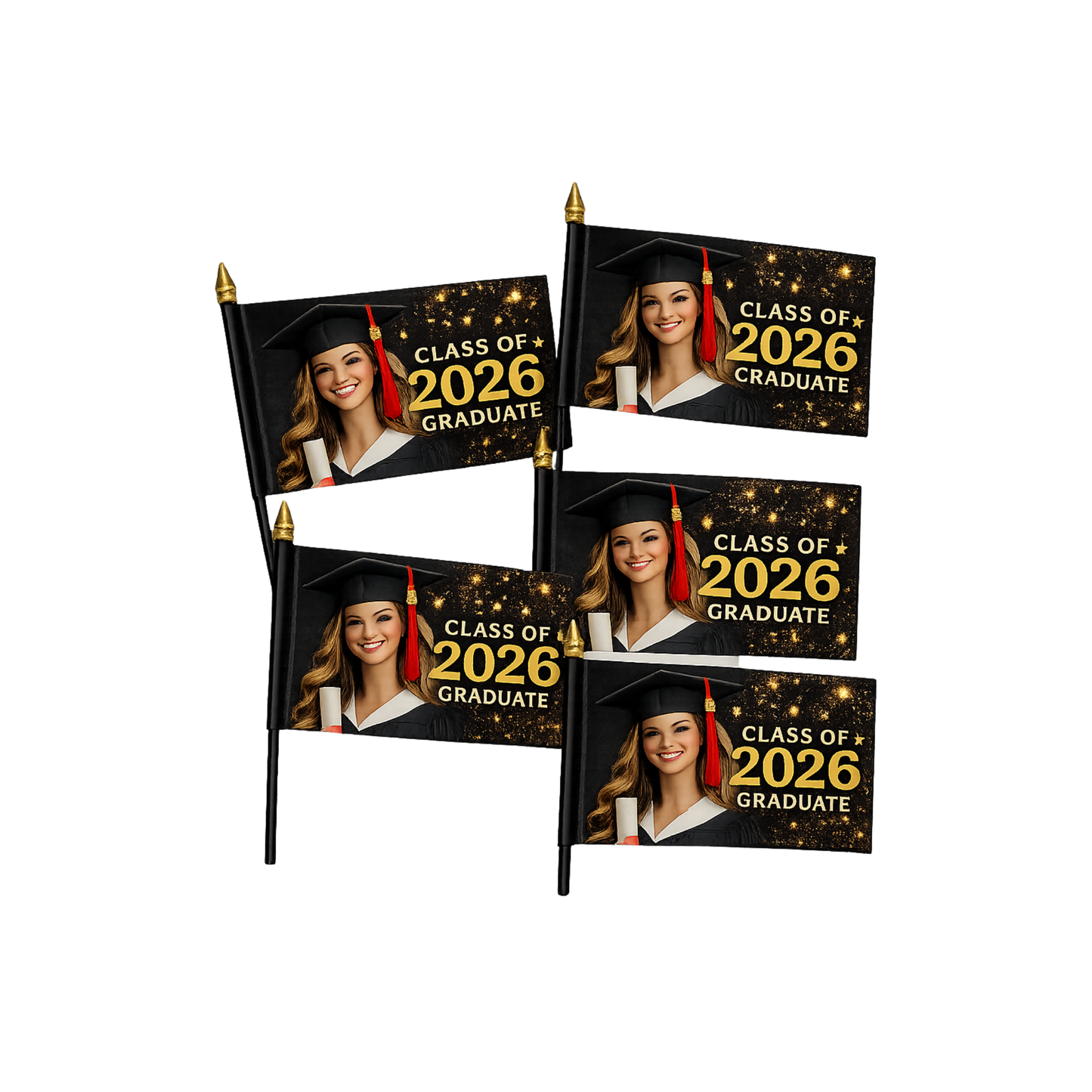 Custom Graduation Mini Flags $25 Set of Five