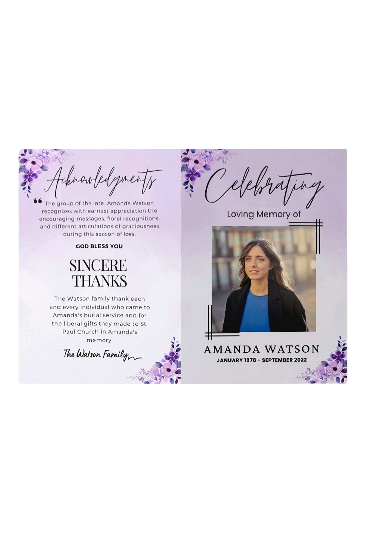 Memorial Program / Obituary Only