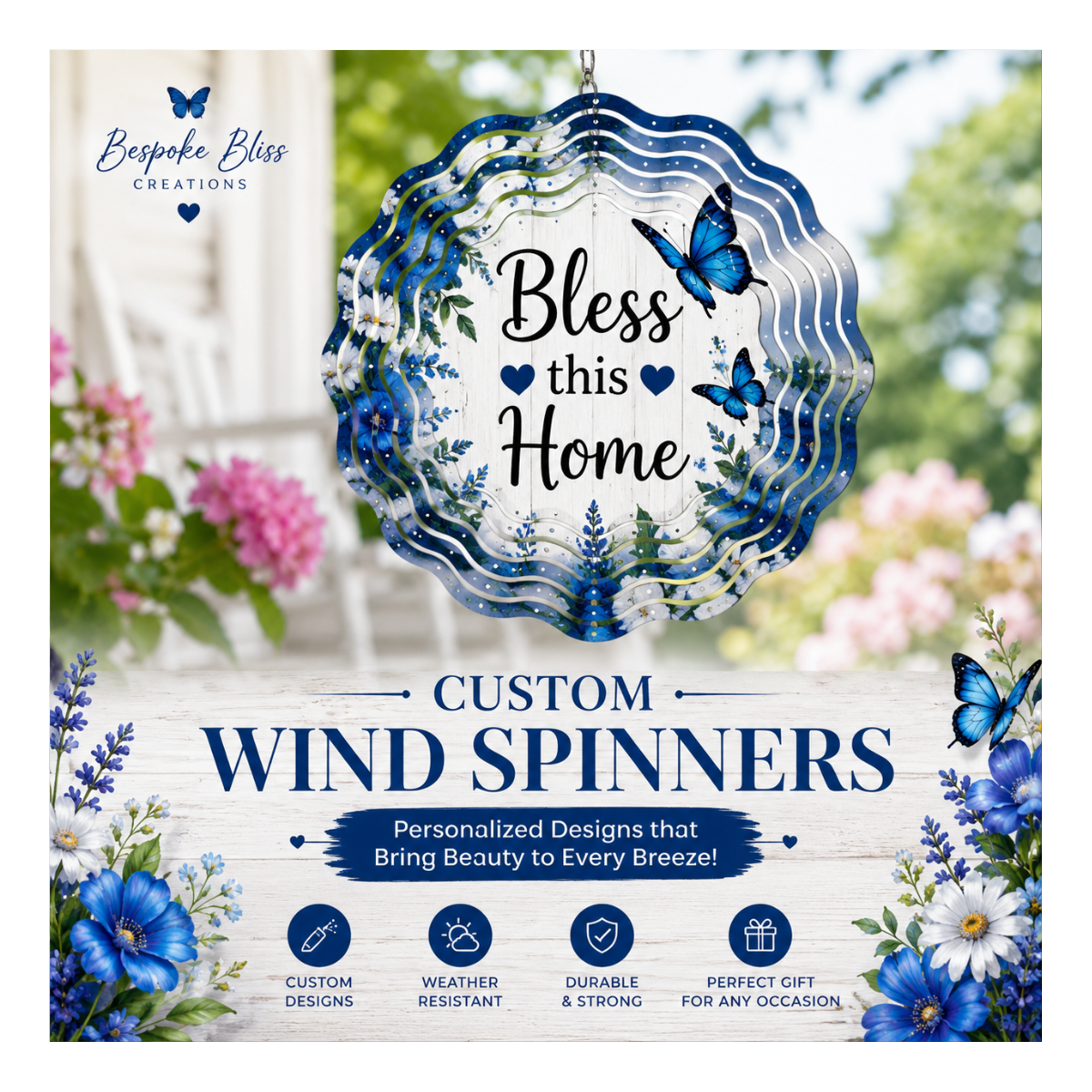 Custom 10in  Round Wind Spinners